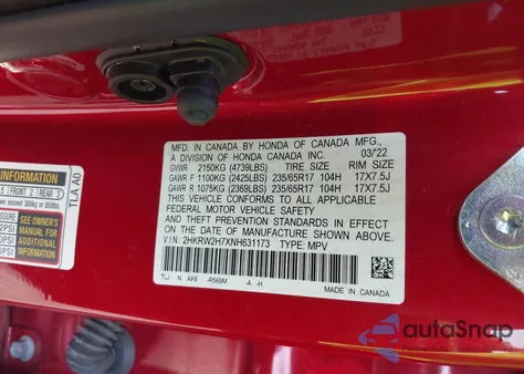 2022 Honda Cr-V Awd Special Edition from USA, damaged, VIN 2HKRW2H7XNH631173